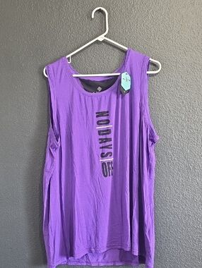 LuLaRoe Purple Tank Top with Black Vertical "NODAYS OFF" Print